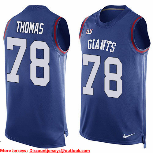 Nike Giants #78 Andrew Thomas Royal Blue Team Color Men's Stitched NFL Limited Tank Top Jersey