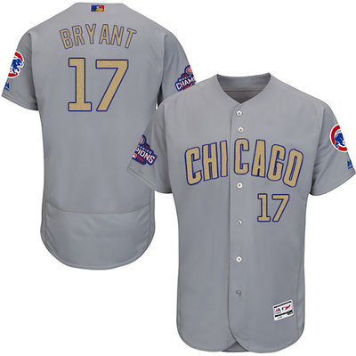 Cubs #17 Kris Bryant World Series Champions Gold Program Flexbase Jersey