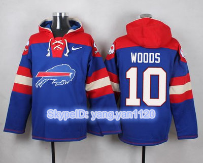 Nike Bills #10 Robert Woods Royal Blue Player Pullover NFL Hoodie