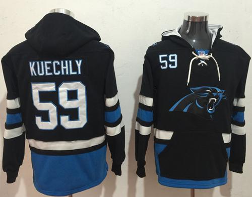 Nike Panthers #59 Luke Kuechly Black Blue Name & Number Pullover NFL Hoodie