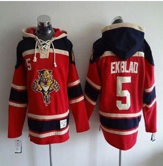 Carolina Panthers #5 Aaron Ekblad Red Sawyer Hooded Sweatshirt Stitched NHL jersey