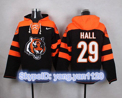 Nike Bengals #29 Leon Hall Black Player Pullover NFL Hoodie