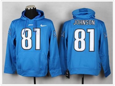 Detroit Lions #81 Calvin Johnson Pullover NFL Hoodie Blue