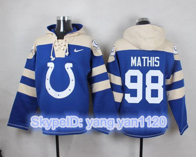 Nike Colts #98 Robert Mathis Royal Blue Player Pullover NFL Hoodie