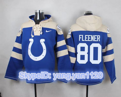 Nike Colts #80 Coby Fleener Royal Blue Player Pullover NFL Hoodie