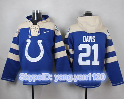 Nike Colts #21 Vontae Davis Royal Blue Player Pullover NFL Hoodie