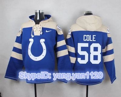 Nike Colts #58 Trent Cole Royal Blue Player Pullover NFL Hoodie