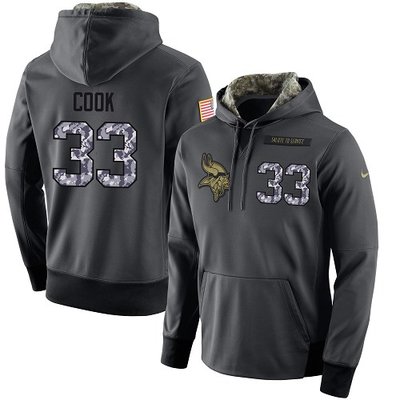 Nike Vikings #33 Dalvin Cook Stitched Black Men's Anthracite Salute to Service Player Performance Hoodie