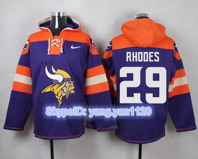 Nike Vikings #29 Xavier Rhodes Purple Player Pullover NFL Hoodie