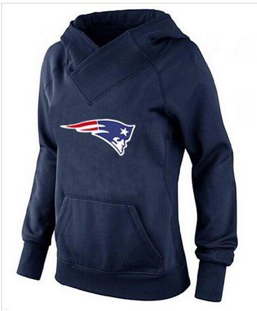 Women's New England Patriots Logo Pullover Hoodie Navy Blue
