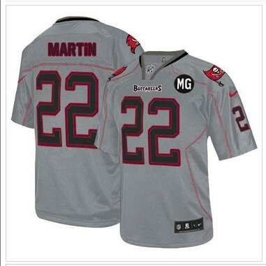 NEW Buccaneers #22 Doug Martin Lights Out Grey With MG Patch Stitched NFL Elite Jersey