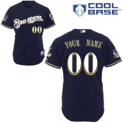 Customized Milwaukee Brewers Jersey Blue Cool Base Baseball Jersey