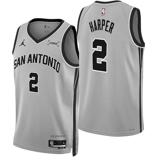 Men's San Antonio Spurs #2 Dylan Harper Silver 2025 Statement Edition Stitched Basketball Jersey