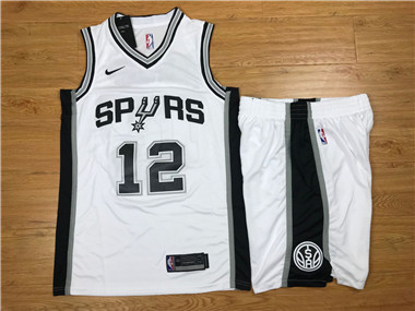 Nike Spurs #12 Lamarcus Aldridge White Swingman Jersey(With Shorts)