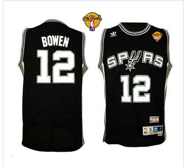 San Antonio Spurs #12 Bruce Bowen Black Throwback Finals Patch Stitched NBA Jersey