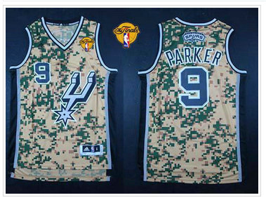 San Antonio Spurs #9 Tony Parker Camo Finals Patch Stitched NBA Jersey