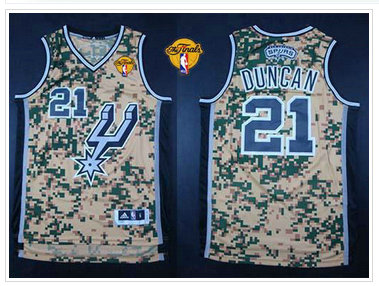 San Antonio Spurs #21 Tim Duncan Camo Finals Patch Stitched NBA Jersey