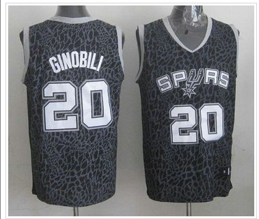 San Antonio Spurs #20 Manu Ginobili Black Crazy Light NBA Jersey