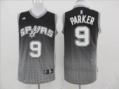 San Antonio Spurs 9 Tony Parker Black NBA Drift Fashion Jerseys