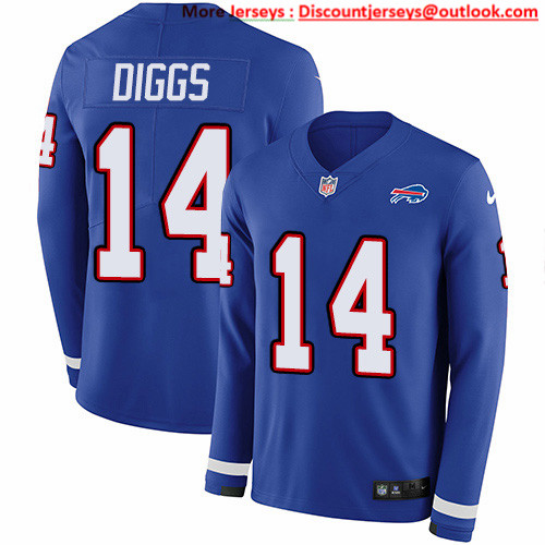 Nike Bills #14 Stefon Diggs Royal Blue Team Color Men's Stitched NFL Limited Therma Long Sleeve Jersey
