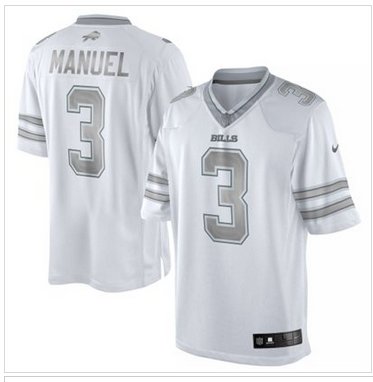New Buffalo Bills #3 EJ Manuel White Platinum Jersey