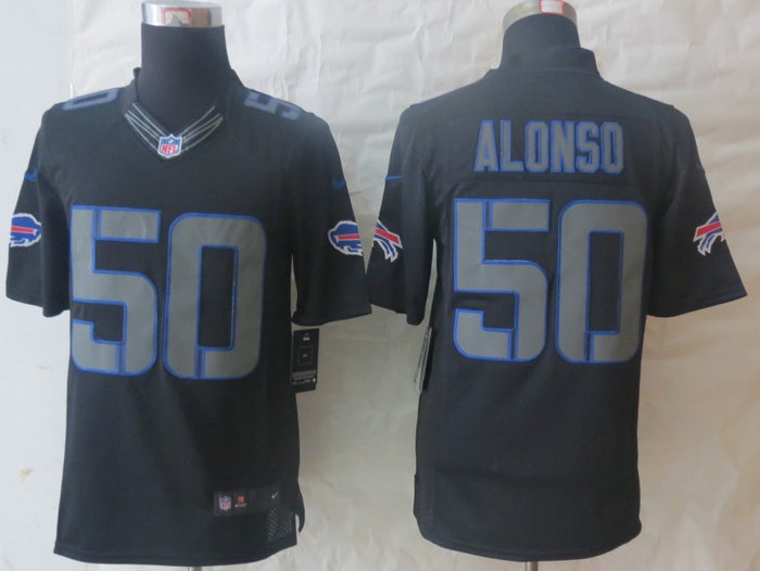 NEW NFL Buffalo Bills 50 Kiko Alonso Black Jerseys(Impact Limited)