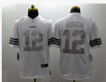 New Cleveland Browns #12 Josh Gordon White NFL Limited Platinum Jersey