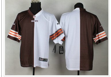 NEW Cleveland Browns Customized Steel Browns-white Men's Stitched Elite Split Jersey