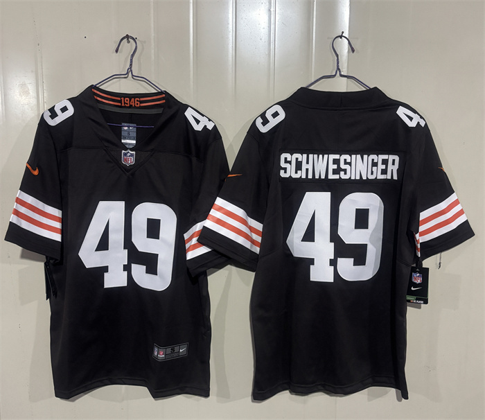 Men's Cleveland Browns #49 Carson Schwesinger Brown 2026 Vapor Limited Stitched Football Jersey