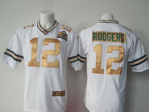 Nike Packers #12 Aaron Rodgers White Super Bowl 50 Collection Men's Stitched NFL Game Collection Jersey
