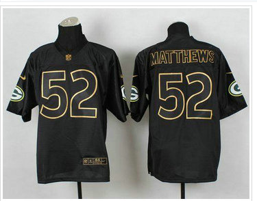 Green Bay Packers #52 Clay Matthews Black Gold No. Fashion NFL Elite Jersey