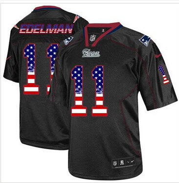 Nike New England Patriots #11 Julian Edelman Black NFL Elite USA Flag Fashion Jersey