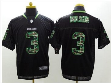 NEW Seattle Seahawks #3 Russell Wilson Black NFL Elite Camo Fashion Jersey