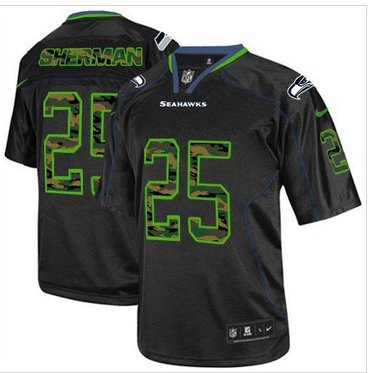 NEW Seattle Seahawks #25 Richard Sherman Black NFL Elite Camo Fashion Jersey