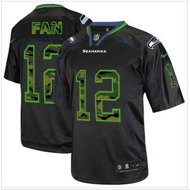 NEW Seattle Seahawks #12 Fan Black NFL Elite Camo Fashion Jersey