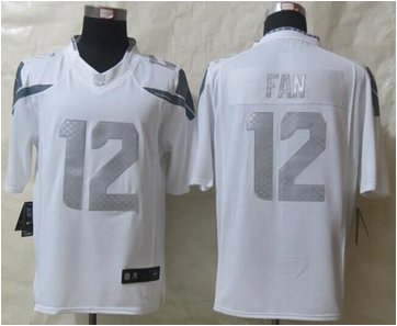 NEW Seattle Seahawks #12 Fan White NFL Limited Platinum Jersey