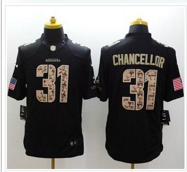 NEW Seattle Seahawks #31 Kam Chancellor Black NFL Limited Salute to service jersey