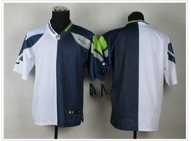 NEW Seattle Seahawks Customized Steel White-Blue Men's Stitched Elite Split Jersey