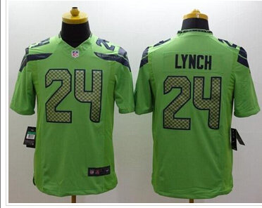 NEW Seattle Seahawks #24 Marshawn Lynch Green Alternate NFL Limited Jersey