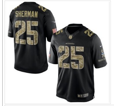 Seattle Seahawks #25 Richard Sherman NEW Black Salute To Service Jersey
