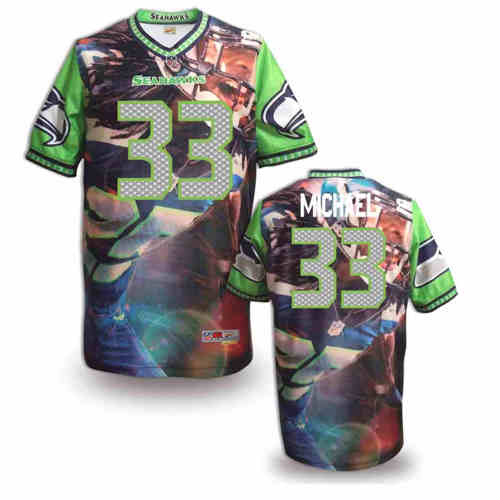 New Seattle Seahawks #33 Christine Michael Team Color NFL Elite Fanatical Version Jersey