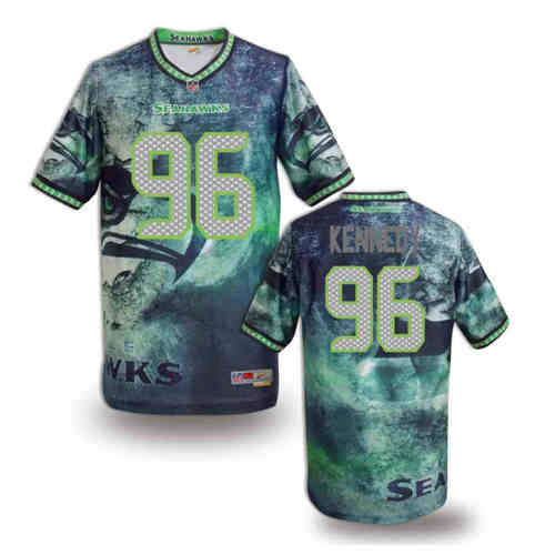 New Seattle Seahawks #96 Cortez Kennedy Team Color NFL Elite Fanatical Version Jerseys