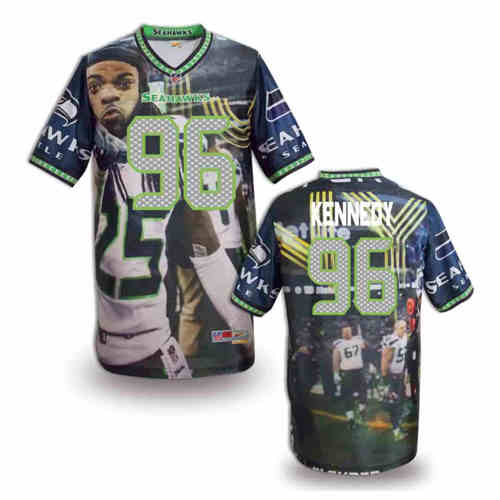 New Seattle Seahawks #96 Cortez Kennedy Team Color NFL Elite Fanatical Version Jerseys