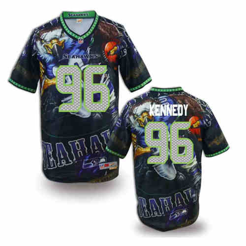 New Seattle Seahawks #96 Cortez Kennedy Team Color NFL Elite Fanatical Version Jerseys