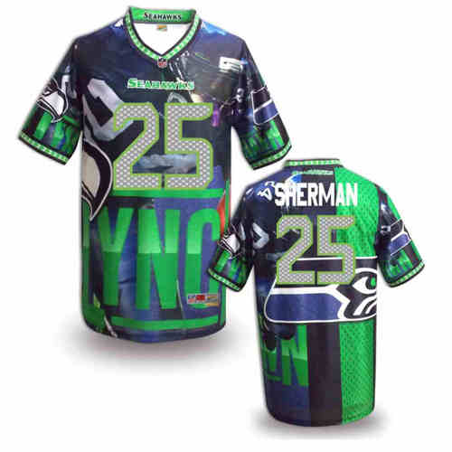 New Seattle Seahawks 25 Richard Sherman Team Color NFL Elite Fanatical Version Jerseys