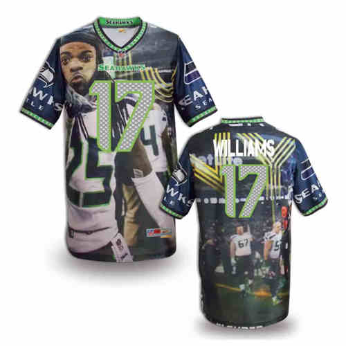 New Seattle Seahawks 17# Mike Williams Team Color NFL Elite Fanatical Version Jerseys