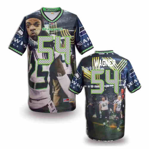 New Seattle Seahawks 54# Bobby Wagner Team Color NFL Elite Fanatical Version Jerseys