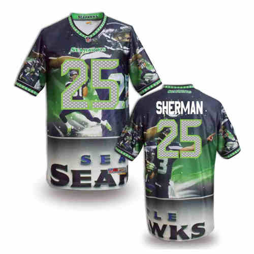 New Seattle Seahawks 25# Richard Sherman Team Color Elite Fanatical Version Jersey