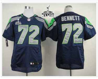 New Seattle Seahawks #72 Michael Bennett Steel Blue Team Color Super Bowl XLVIII NFL Elite Jersey
