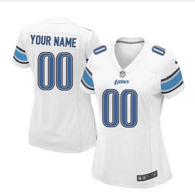 Women's Nike Detroit Lions Customized Elite White NFL Jersey